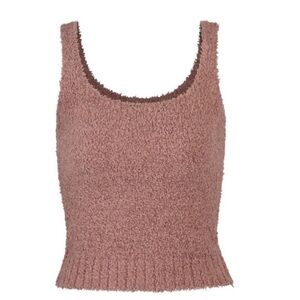 NWT SKIMS Cozy Knit Tank Top Fleece Rose Clay Pink Large / Extra Large